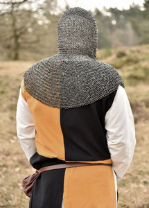 Casco de malla de cadena cuadrada de malla completa hecho a mano con anillos redondos remachados, acabado natural, estilo medieval - Product Image 4