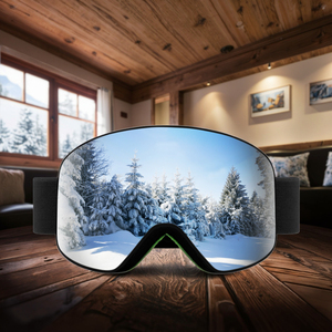 Gafas de esquí ligeras con marco negro con lente magnética Diseño tórico antivaho para accesorios de marca personalizados para exteriores - Product Image 1
