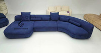 Hot Selling moderne Luxus Wohnzimmer Qualität Möbel gebogene Form Nubuk stoff Leder bequeme große Sofa garnitur