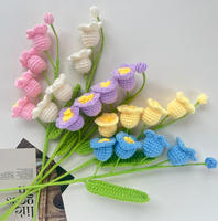 Dekorasi Lily-of-the-valley Rajutan Tangan yang Selesai, Ornamen Kreatif Meriah, Bunga Buatan Rajutan Benang