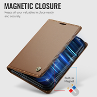 Étui portefeuille en cuir Caseme 023 pour iPhone Duo avec fentes magnétiques pour cartes, support et protection antichoc