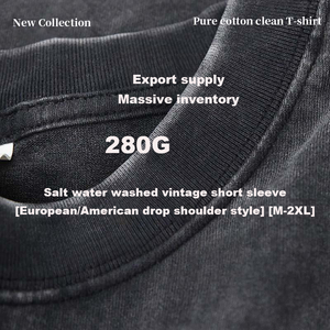 T-shirt Homme Respirant en Coton Peigné Double Fil, Style Rétro Américain et Européen, Grande Taille, 280g, Effet Salé Vieilli, Marque de Mode - Product Image 3