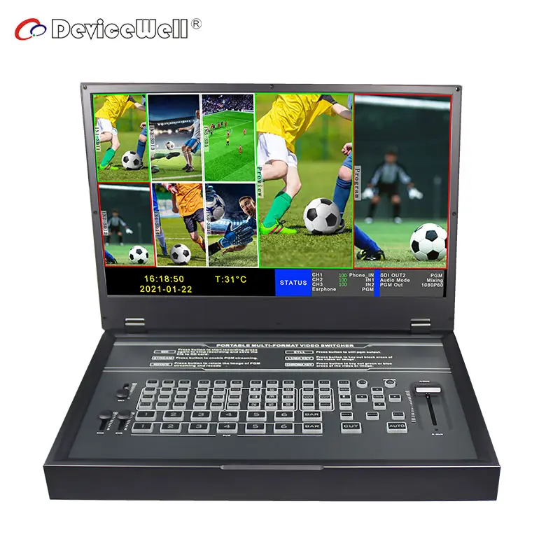 DeviceWell HDS9336 6ช่อง15.6 "บันทึก HD SDI อุปกรณ์วิดีโอเสียงสด