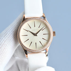 Montre mécanique automatique de haute qualité, version personnalisée, avec lunette sertie de diamants, bracelet en cuir, délicate, compacte, pour les trajets quotidiens - Product Image 1