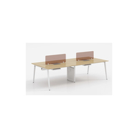 Poste de travail pour 4 personnes, poste de travail de bureau double face dos à dos pour quatre personnes avec boîte de câblage rabattable MGX-006A