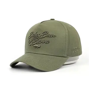 Özel yapılandırılmamış pamuk şoför şapkası 5 Panel beyzbol spor kapaklar düz 3d nakış Snapback şapka plastik kapatma ile