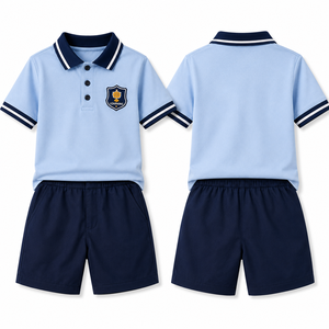 ชุดนักเรียนอนุบาล เสื้อโปโลเด็ก ผ้าฝ้าย 60% โพลีเอสเตอร์ 40% กางเกงขาสั้น กระโปรงจีบ ชุดไปโรงเรียน รับทำโลโก้ตามสั่ง รับผลิตแบบ OEM ODM ขายส่ง - Product Image 2