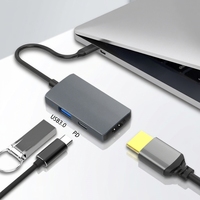 Adaptador USB C HDTV 3 en 1 4K 60Hz PD100W Carga Rápida USB3.0 5Gbps Ultra Delgado 63mm Estación de Acoplamiento Portátil de Aluminio para Laptop