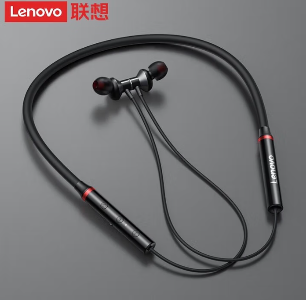 For Lenovo HE05X Wireless Bluetooth Headphones for Neck Wear, Universal for Sports and Running Xiaomi Apple, Android, Cool Black