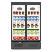 Vitrine réfrigérée à deux portes avec façade en verre pour crèmes glacées, aliments surgelés et boissons