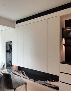 Mueble <span class=keywords><strong>de</strong></span> Almacenamiento Multifuncional Integrado, Incluye Armarios Cerrados, Estantes Abiertos y Espacio para Lavandería - Product Image 4