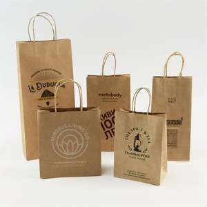 Sac en papier kraft pour emporter, écologique, brun et blanc, taille personnalisée KM, pour emporter des aliments, du café, des plats à emporter - Product Image 1