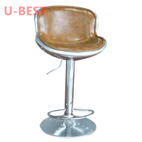 Tabouret de bar industriel U-BEST en métal et aluminium antique pour salle à manger, salon de cigares et cave d'homme, tabouret de comptoir de style aviateur