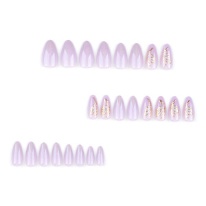 <span class=keywords><strong>Uñas</strong></span> Postizas de <span class=keywords><strong>Gel</strong></span> Suave con Forma de Almendra Corta, Color Sólido, Diseño Simple en Morado para Dedos, Venta al Por Mayor en Alta Cantidad - Product Image 2