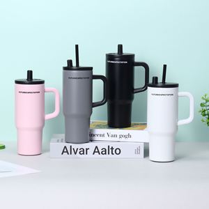Vacuum Insulated <b>Car</b> Travel <b>Mug</b> 710ml Stainless Steel Tumbler with Handle Lid Reusable Straw - Product Image 1