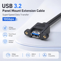 كابل تمديد USB 3.0 أنثى للتركيب على اللوحة، مصنوع من النحاس OFC، كابل USB مزدوج أنثى لمعدات التحكم الصناعية