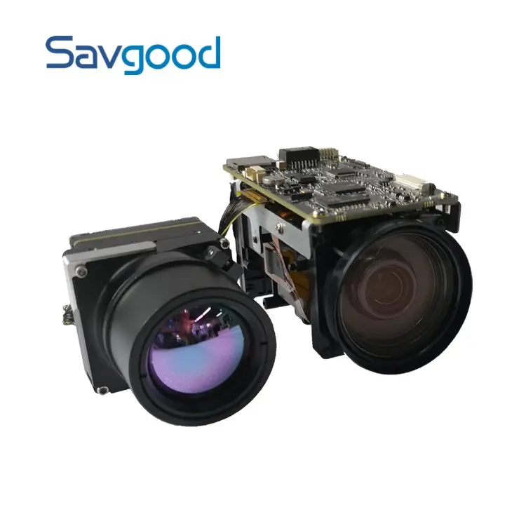 Light Weight EIS 640x512 25mm 12um Thermal Temperature Measurement One IP 30x Optical Zoom IMX327 Network EO-IR Camera Module