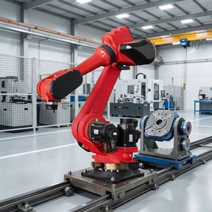 Robot de soudage sur rail à 7 axes équipé de moteurs et d'engrenages contrôlés par PLC, conçu pour la soudure de grandes structures en acier - Product Image 2