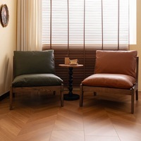 Fauteuil de relaxation individuel en bois massif, style nordique moderne et luxueux, avec accoudoirs, en tissu, pour salon et chambre, design décoratif et confortable