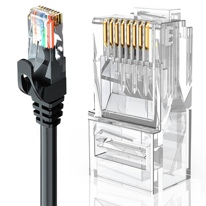 Connecteurs RJ45 Cat5e Cat6 Cat6a, fiches modulaires transparentes, embouts de câble Ethernet, connecteur réseau LAN 8P8C UTP plaqué or - Product Image 1