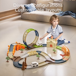 Tumama Kids DIY Assembled <strong>Track</strong> <strong>Toys</strong> Magic House Rail Trace Set 202pcs Dream Castle Electric Race <strong>Track</strong> Car with Lights - Product Image 2