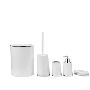 Haute qualité salle de bain poubelle brosse de toilette distributeur de <span class=keywords><strong>savon</strong></span> porte-<span class=keywords><strong>savon</strong></span> acrylique blanc salle de bain lavage 5 pièces ensemble - Product Image 1