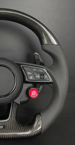 Volante de Fibra de Carbono Estilo RS con Botón de Cuero Perforado Compatible con <span class=keywords><strong>Audi</strong></span> Serie A3/A4/Q5/A7/Q3/Q5/RS - Product Image 6