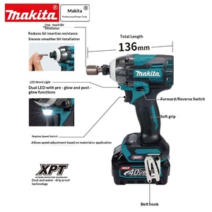 Atornillador de Impacto Inalámbrico <span class=keywords><strong>Makita</strong></span> TD004G, 40V, Iones de Litio, Sin Escobillas, Alto Torque, Frenado Electrónico, 4 Velocidades - Product Image 3