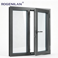 Ventana Abatible Moderna de Aluminio Impermeable Rogenilan, Ventana Exterior de Doble Vidrio Templado, Ventanas Personalizadas para Casas