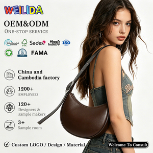 <span class=keywords><strong>Borsa</strong></span> a Tracolla a Mezzaluna Marrone per Donna con Cinturino Regolabile, OEM ODM Personalizzabile - Product Image 1