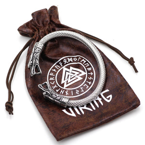 Pulsera Vikinga Cabeza Lobo Acero Titanio Hombre Cadena Imperial Punk Joyeria Venta Mayor Biker Accesorios Nordico Vintage - Product Image 4