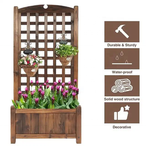 Letto da giardino rialzato <span class=keywords><strong>in</strong></span> <span class=keywords><strong>legno</strong></span> facilmente assemblabile fioriera rettangolare fioriera <span class=keywords><strong>con</strong></span> <span class=keywords><strong>traliccio</strong></span> - Product Image 4