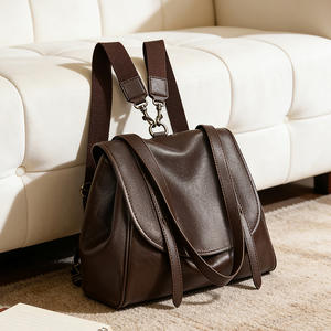 Sac à dos rétro en cuir véritable grande capacité, sac à dos en cuir souple tendance, sac à bandoulière de style universitaire, sac de voyage, sac bandoulière - Product Image 2