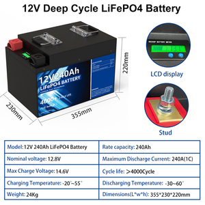 12V 240AH 200AH <b>Battery</b> Pack 100% Capacity Lithium 4000+ Cycle 3KW 3072WH 200A BMS for RV/Cart/Solar EU US - Product Image 3