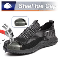 Chaussures de sécurité unisexes JIANKUN CE UKCA ATSM en tissu tricoté respirant pour l'hiver, avec embout en acier anti-écrasement et anti-perforation
