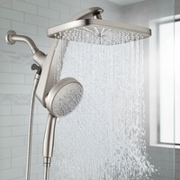 Ensemble de douche moderne à poignée unique avec pommeau de douche carré et système de douche pluie pour salle de bain
