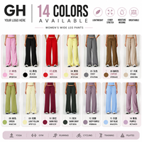 Leggings de sport décontractés pour femmes GH avec logo personnalisé, coupe ample, jambe large brossée, cordon de serrage, anti-transpiration et respirants pour le fitness et le yoga