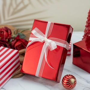 Red Wrapping Paper Roll 17 In X 33 Ft Reversible Metallic Red Stripe Design For Christmas Gift <b>Wrap</b> - Product Image 6