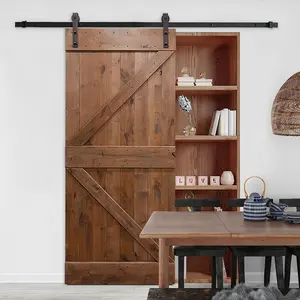 Latest Design Eco-friendly Farmhouse Style Interior Solid Wood Rustic Sliding Barn Door