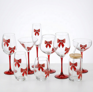Collection de Verres à Boire Élégants et Transparents, Motif Nœud Rouge Vibrant, Multi-pièces, Idéale pour Bar à Domicile, Fêtes et Dîners Festifs – Grande Vente ! - Product Image 1