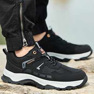 Chaussures de sécurité pour hommes en mesh noir, imperméables, respirantes, résistantes à l'huile, à lacets, pour toutes les saisons - Product Image 4