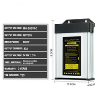 Alimentation LED extérieure étanche 400W 12V 33A à découpage pour panneau LED, éclairage public et vidéosurveillance