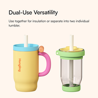 Tasse à café isotherme Hong Ling 27oz avec doublure en verre amovible, mug à thé en acier inoxydable avec sangle de transport, gobelets isothermes