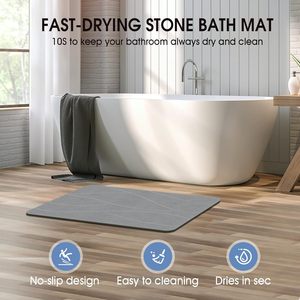 Alfombrilla de Baño de Diatomita Ecológica Personalizada al por Mayor, Antideslizante, Diseño Moderno de Ondas, Secado Rápido para Baños - Product Image 3