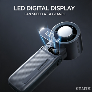 Ventilador Portátil Recargable de 6000 mAh con Pantalla LED Digital, Alta Velocidad, Plegable a 135 Grados, para Uso en Exteriores, Hogar y Oficina - Product Image 2