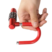 Mini serrure en U à combinaison à 4 chiffres chaîne de porte intelligente serrure de câble de vélo accessoires en acier durables pour vélos coffre-fort antivol