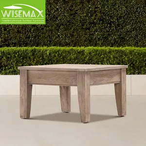 WISEMAX FURNITURE, muebles de jardín de estilo nórdico para exteriores, mesa auxiliar de esquina cuadrada, marco de madera de teca, juego de mesa de centro larga para patio