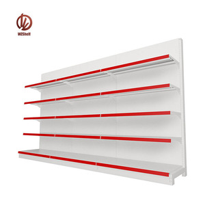 رفوف معدنية بيضاء شعبية أحادية الجانب للبقالة في السوبر ماركت، رفوف قابلة للتعديل لمتاجر التجزئة - Product Image 1