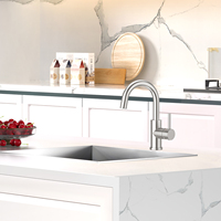 Robinet de cuisine moderne brossé pour hôtel, monocommande, en acier inoxydable 304, avec cartouche céramique, à poser sur comptoir, monotrou, rotation à 360 degrés