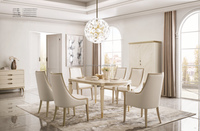 Ensemble de meubles de salle à manger contemporain classique avec table de 70 pouces et 6 chaises à ailes, style américain et européen, chaises en cuir